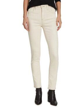 New AG Paneled Mari High Rise Slim Straight Jeans Light Fawn Cream Beige Size 32